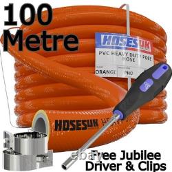 100m Water Fed Pole Hose 6mm Microbore Pipe WFP FREE Clips & Driver Orange