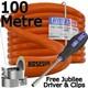 100m Water Fed Pole Hose 8mm Microbore Pipe Wfp Free Clips & Driver Orange