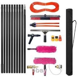 10M Water Fed Window Cleaning Brush Telescopic Pole Solar Panel Roof Cleaner Kit