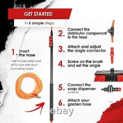 15FT Telescopic Water Fed Window Cleaner Brush Effortless Crystal Clear Shine