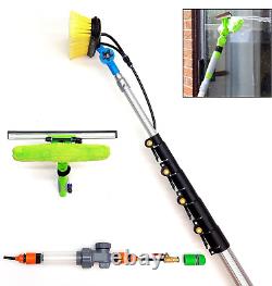 16ft-20ft-24ft Telescopic Water Fed Window Cleaning Pole, Solar Panel Roof Brush