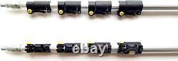 16ft-20ft-24ft Telescopic Water Fed Window Cleaning Pole, Solar Panel Roof Brush