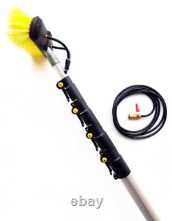 17ft-20ft-24ft Water Hose Fed Window Cleaning Pole Telescopic Cleaner Brush Kit