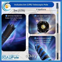 17ft Pole Telescopic Water-Fed Solar Panel and Window Cleaning Pole Kit Ext