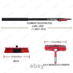 20Ft Water Fed Pole Brush with Squeegee Kit High Reach Window Cleaning Tool 6 Me