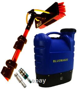 20L WINDOW CLEANING BACKPACK BLUE MAN AND 20 FT GLASS FIBRE POLE Set