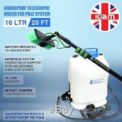 20ft Telescopic Water Fed Pole & 16L Backpack Spray Tank Window Cleaning System