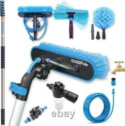 24ft Telescopic Water Fed Window Cleaning Pole Kit with Brush Squeegee Duster