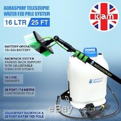 25ft Telescopic Water Fed Pole & 16L Backpack Spray Tank Window Cleaning System