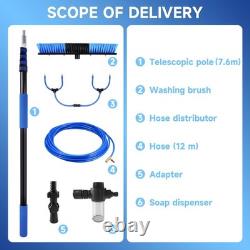 25ft Water Fed Window Cleaning Pole Cleaner Equipment Extension Brush Kit Tool