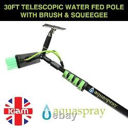 30ft Window Cleaning Pole Telescopic Water Fed Lightweight Squeegee head brush