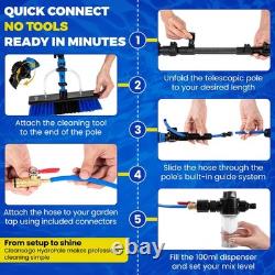 3K Carbon Fibre Extendable Telescopic Window Cleaner Water Fed Pole Brush Kit