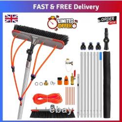 7M Water Fed Window Cleaning Brush Telescopic Pole Solar Panel Roof Cleaner Kit