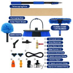 7.2M/28FT Water Fed Pole Solar Panel Cleaning Kit Window Washing Tool Brush Set