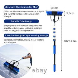 7.2M/28FT Water Fed Pole Solar Panel Cleaning Kit Window Washing Tool Brush Set