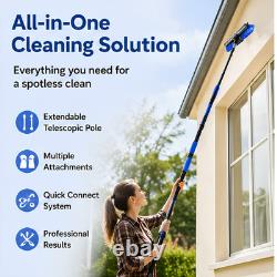 7.2M/28FT Water Fed Pole Solar Panel Cleaning Kit Window Washing Tool Brush Set
