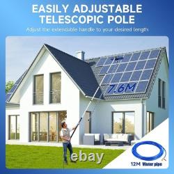 7.6M Rod Window Cleaning Pole Water Fed Telescopic Hose Fed Brush Kit + 12m Pipe