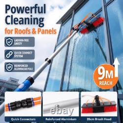 9M Telescopic Water Fed Pole Brush Solar Panel/Window Cleaning Pole Kit UKSTOCK