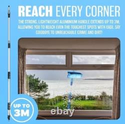 9.8FT ALUMINIUM TELESCOPIC Water Fed 3M Extendable Car Wash Window SQUEEGE Brush