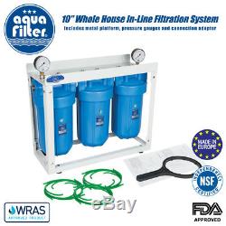 AQUAFILTER 10 Big Blue High Efficiency 3-Stage Whole House Water Filter System