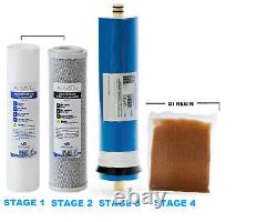 Aquati 4 Stage XL 300GPD Reverse Osmosis DI Water Filters Replacements RODI