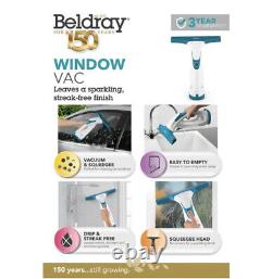 Beldray Cordless Window Vac Rechargeable Vacuum Cleaner Squeegee Blue 60ml 10W