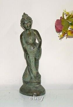 Brass Antique Lady Holy Ganga Sculpture Water Feature Girl Pool Side Statue HK28