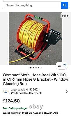 Compact Metal Hose Reel With 100 m Of 6 mm Hose Window Cleaning Reel