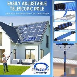Extendable 7.6M Telescopic Window Cleaner Water Fed Pole Conservatory Brush Kit
