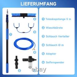 Extendable Telescopic Window Cleaner Water Fed Pole Brush Cobweb Squeegee Kit