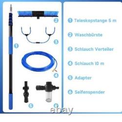 Extendable Telescopic Window Cleaner Water Fed Pole Brush Cobweb Squeegee Kit