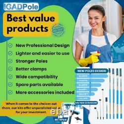 IGADPole 17ft (5m) Washing Kit Water-fed Brush, Soap Dispenser and hose tap
