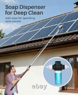 Lightweight Electric Solar Panel Brush & 20ft Water Fed Pole for Easy Cleaning