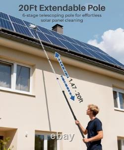 LyriFine Electric Solar Panel & Window Cleaning Brush 20ft Water Fed Pole Kit