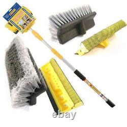 New 3m 9ft Aluminium Telescopic Water Fed Window Car Van Wash Brush Squeegee New