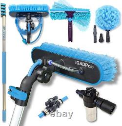 Pole 17Ft(5M) Washing Kit Water-Fed Brush, Cobweb Duster and 10(25Cm) Squeegee