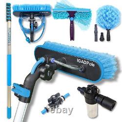 Pole 24ft(7m) Washing Kit Water-fed Brush, Cobweb Duster and 10(25cm)