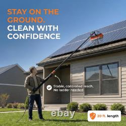 Solar Panel Cleaning Brush 20 Ft Extension Pole Water Fed Pole