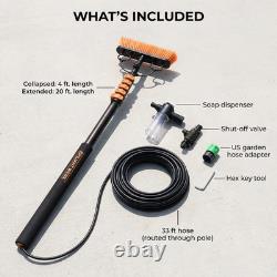 Solar Panel Cleaning Brush 20 Ft Extension Pole Water Fed Pole