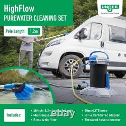 Unger HighFlow Pure Water Glass Cleaning Kit 1.2m with Filter, Hose & Brush