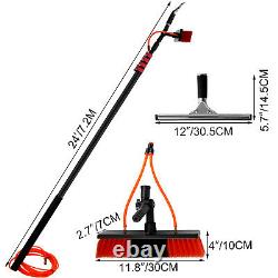 VEVOR Water Fed Pole Kit Water Fed Brush 24 FT 3-in-1 Window Cleaning Extendable