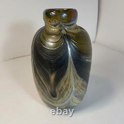 Vintage Glamorous Art Nouveau Iridescent Glass Vase Signed D. H Smith 8 3/4