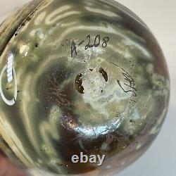 Vintage Glamorous Art Nouveau Iridescent Glass Vase Signed D. H Smith 8 3/4