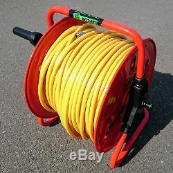 Water Fed Pole Metal Hose Reel with 100m of 6mm Hose & Bracket, Window Cleaning