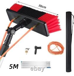 Water Fed Window Cleaning Brush Telescopic 5m Pole Windows Cars/vans Solar Panal