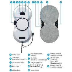 Window Cleaning Robot 5600Pa Suction Auto Water Spray Remote 80W Anti-Fall