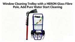 Window Cleaning Trolley & Heron Glass Fibre Pole Set, Great Starter Waterfed Pol