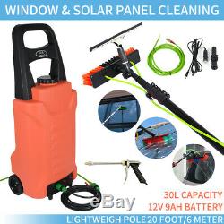 Window & Solar Panel Cleaning System with 30L Water Tank +20FT Cleaning Pole