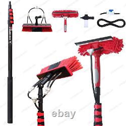 20ft Brosse de poteau alimentée par l'eau avec kit de raclette Outil de nettoyage de fenêtre à haute portée 6 mètres