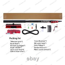 20ft Brosse de poteau alimentée par l'eau avec kit de raclette Outil de nettoyage de fenêtre à haute portée 6 mètres